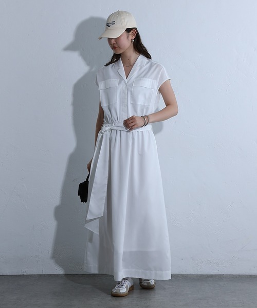 COLONY 2139（コロニートゥーワンスリーナイン）の「開襟シャツワンピース（シャツワンピース・レディース・オフホワイト/チャコールグレー・FREE）」の8枚目の写真