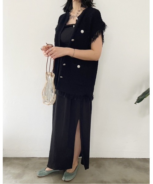 Torrazzo Donna（トラッゾドンナ）の「ファンシーヤーンニットベスト（ベスト・レディース・ブラック/杢グレー・FREE）」の7枚目の写真