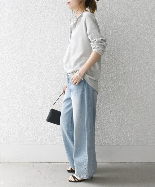 SHIPS any（シップス エニィ）の「SHIPS any:〈洗濯機可能〉ワッフル ヘンリーネック ラウンドヘム プルオーバー（Tシャツ/カットソー・レディース・ホワイト/ライトグレー/ネイビー・ONE SIZE）」の12枚目の写真