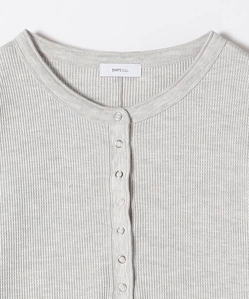 SHIPS any:〈洗濯機可能〉ワッフル ヘンリーネック ラウンドヘム プル