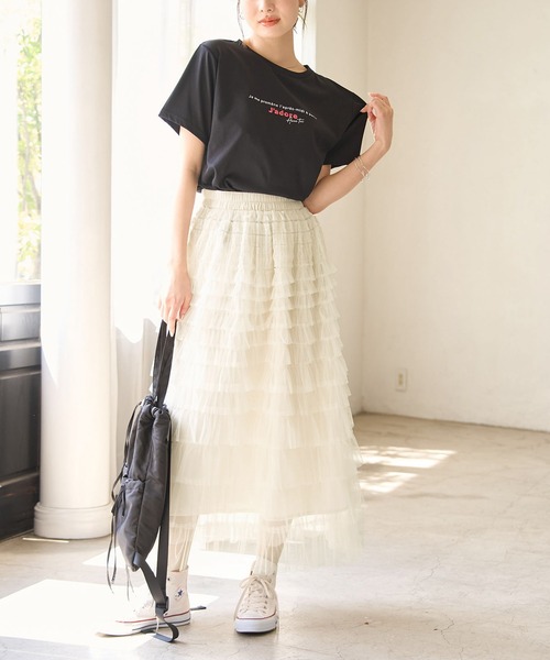 ここ♡ フランシュリッペ　ピンタックティアードスカート セール】チュールフリルティアードスカート（スカート）｜ROPE
