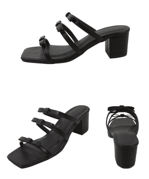 KOBE LETTUCE(コウベレタス)の「3段リボンミュールサンダル(サンダル・レディース・ブラック/シルバー・L/LL/M/S)」の8枚目の写真