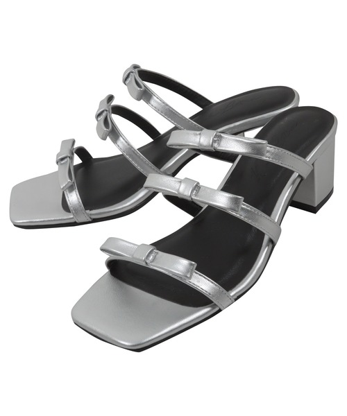 KOBE LETTUCE(コウベレタス)の「3段リボンミュールサンダル(サンダル・レディース・ブラック/シルバー・L/LL/M/S)」の11枚目の写真