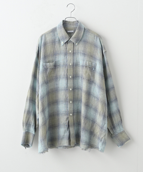 トップス Name. / LINEN CHECK REGULAR BUTTON SHIRT Name. / LINEN CHECK REGULAR BUTTON DOWN SHIRT – utility