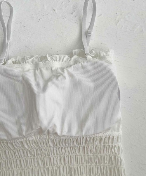 one after another NICE CLAUP（ワンアフターアナザーナイスクラップ）の「シャーリングブラトップ（キャミソール・レディース・ブラック/オフホワイト/グレー・FREE）」の5枚目の写真