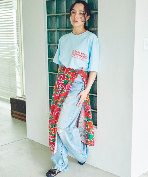 THEATRE PRODUCTS（シアタープロダクツ）の「フラワープリントスカーフ（ストール/ショール・レディース・グリーン/ブルー/レッド・FREE）」の5枚目の写真