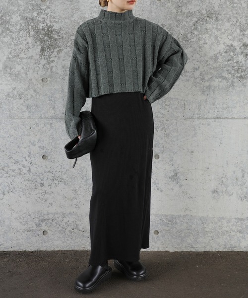 ストライプ クロップドニット 長袖 新品未使用タグ付きSELECTMOCA by son リンクスストライプ