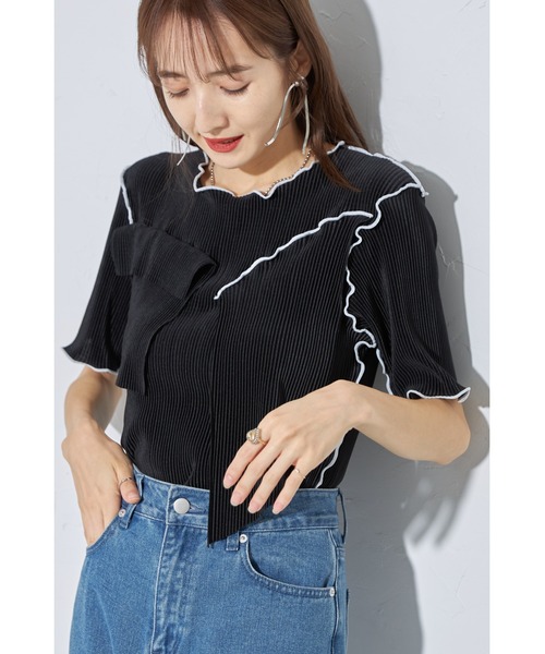 &. NOSTALGIA(アンドドットノスタルジア)の「【ZOZO限定】プリーツデザインカットソー(Tシャツ/カットソー・レディース・ホワイト/ブラック/グレー・M)」の3枚目の写真