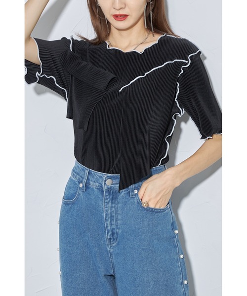 &. NOSTALGIA(アンドドットノスタルジア)の「【ZOZO限定】プリーツデザインカットソー(Tシャツ/カットソー・レディース・ホワイト/ブラック/グレー・M)」の12枚目の写真