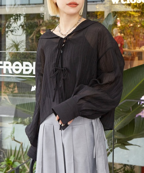 w closet（ダブルクローゼット）の「シワ加工シアーセーラー衿ブラウス