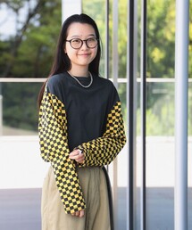 BEAMS BOY | チェッカープリント ロングスリーブ Tシャツ(Tシャツ/カットソー)