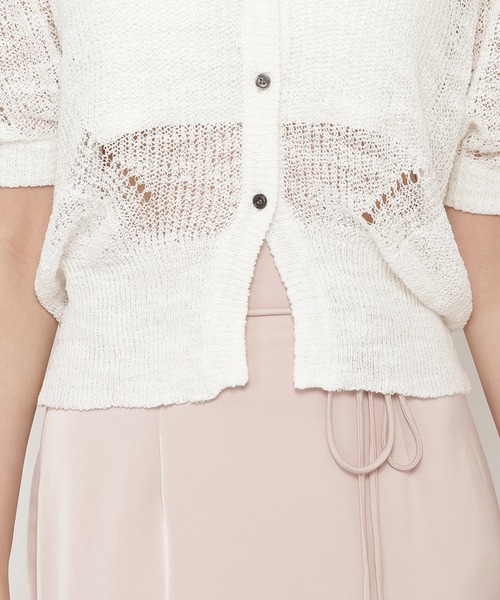 REDYAZEL（レディアゼル）の「シアーニット半袖カーディガントップス（カーディガン/ボレロ・レディース・ブラック/オフホワイト/ピンク・FREE）」の9枚目の写真