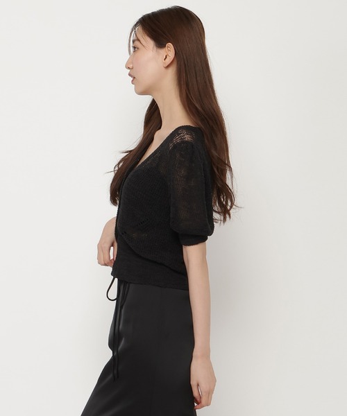 REDYAZEL（レディアゼル）の「シアーニット半袖カーディガントップス（カーディガン/ボレロ・レディース・ブラック/オフホワイト/ピンク・FREE）」の10枚目の写真