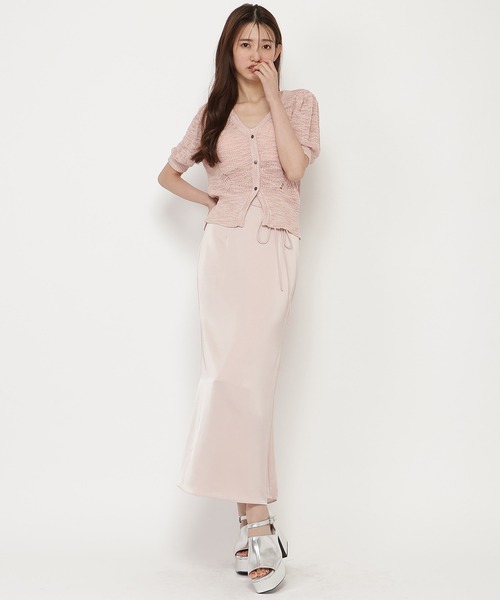 REDYAZEL（レディアゼル）の「シアーニット半袖カーディガントップス（カーディガン/ボレロ・レディース・ブラック/オフホワイト/ピンク・FREE）」の19枚目の写真