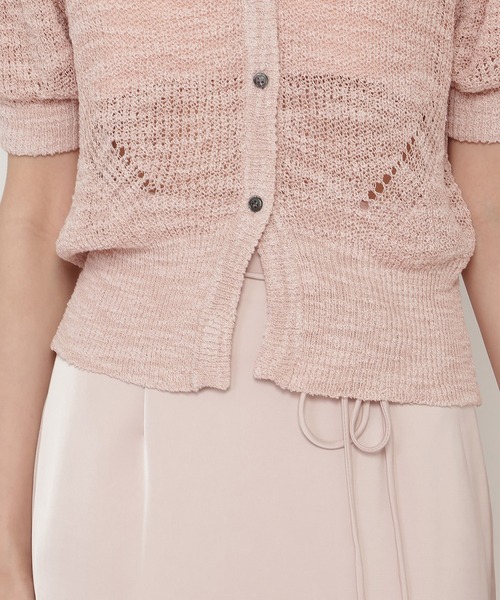 REDYAZEL（レディアゼル）の「シアーニット半袖カーディガントップス（カーディガン/ボレロ・レディース・ブラック/オフホワイト/ピンク・FREE）」の22枚目の写真