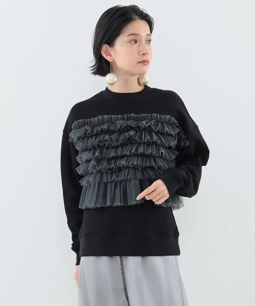 CAROLINA GLASER(カロリナ グレイサー)の「ベアチュールフリル スウェット(スウェット・レディース・ブラック/サックスブルー・ONE SIZE)」の15枚目の写真