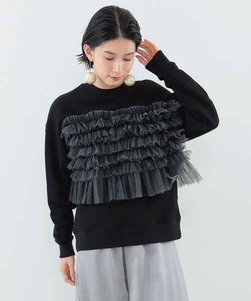 CAROLINA GLASER(カロリナ グレイサー)の「ベアチュールフリル スウェット(スウェット・レディース・ブラック/サックスブルー・ONE SIZE)」の16枚目の写真