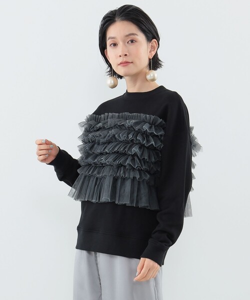 CAROLINA GLASER(カロリナ グレイサー)の「ベアチュールフリル スウェット(スウェット・レディース・ブラック/サックスブルー・ONE SIZE)」の9枚目の写真