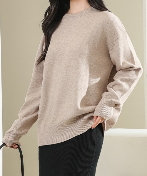 Lace Ladies（レースレディース）の「ソリッドカラー ラウンドネック 長袖 ニット プルオーバー（ニット/セーター・レディース・ベージュ/ライトグレー/グレイッシュベージュ・L/M/S）」の10枚目の写真