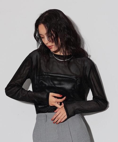 GALLEST（ギャレスト）の「ベロアチュールトップス（Tシャツ/カットソー・レディース・ベージュ/ライトグレー/ライトブルー/ブラック・38）」の2枚目の写真