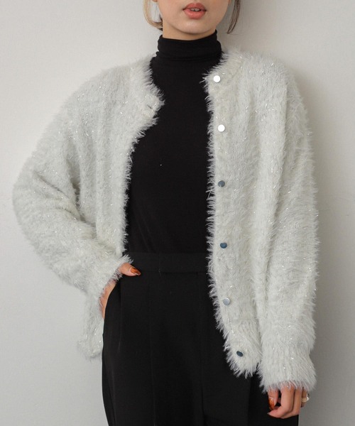 SENSE OF PLACE by URBAN RESEARCH（センスオブプレイスバイアーバンリサーチ）の「ラメシャギールーズセーター（ニット/セーター・レディース・オフホワイト/グレー/ベージュ・ONE）」の10枚目の写真