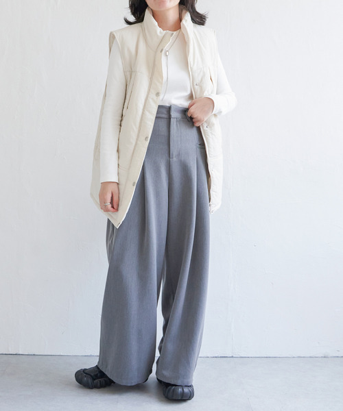 VENCEEXCHANGE（ヴァンスエクスチェンジ）の「ナイロン中綿ベスト（ダウンベスト・レディース・オフホワイト/カーキ/ブラック・M）」の18枚目の写真