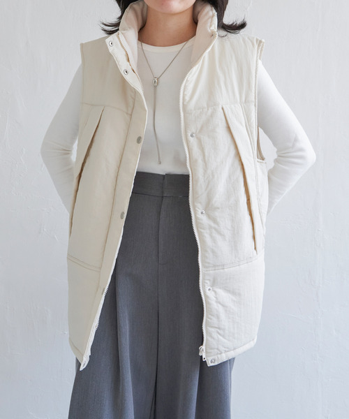 VENCEEXCHANGE（ヴァンスエクスチェンジ）の「ナイロン中綿ベスト（ダウンベスト・レディース・オフホワイト/カーキ/ブラック・M）」の22枚目の写真