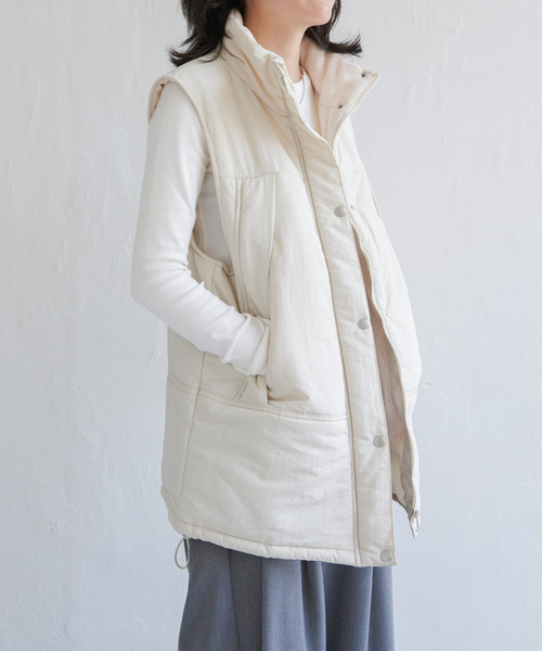 VENCEEXCHANGE（ヴァンスエクスチェンジ）の「ナイロン中綿ベスト（ダウンベスト・レディース・オフホワイト/カーキ/ブラック・M）」の20枚目の写真