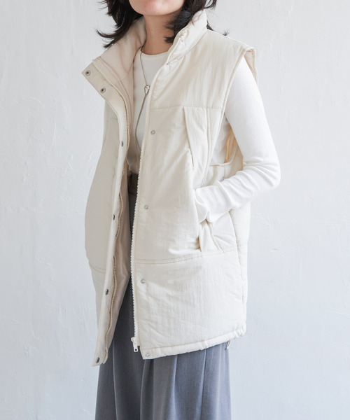 VENCEEXCHANGE（ヴァンスエクスチェンジ）の「ナイロン中綿ベスト（ダウンベスト・レディース・オフホワイト/カーキ/ブラック・M）」の19枚目の写真