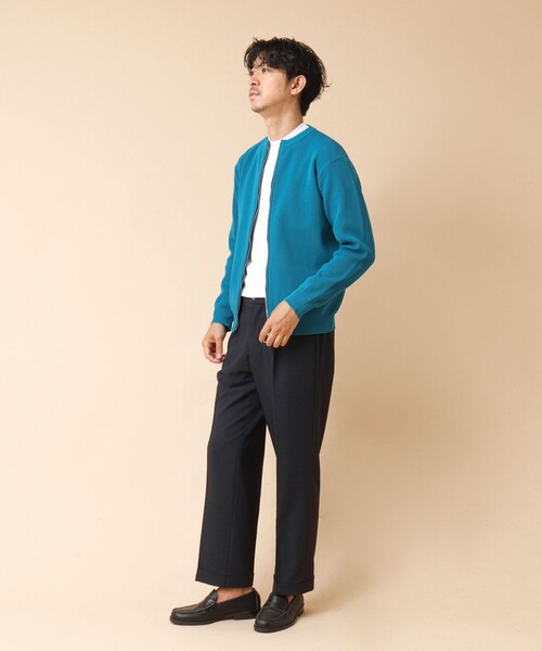 NOLLEY’S(ノーリーズ)の「《イージーケア》12G片畦 クルーネック ジップカーディガン 24AW(カーディガン/ボレロ・メンズ・ブルー系その他/グレー/ネイビー・S/M/L)」の5枚目の写真