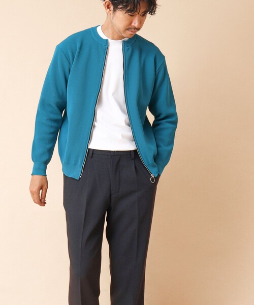NOLLEY’S(ノーリーズ)の「《イージーケア》12G片畦 クルーネック ジップカーディガン 24AW(カーディガン/ボレロ・メンズ・ブルー系その他/グレー/ネイビー・S/M/L)」の7枚目の写真