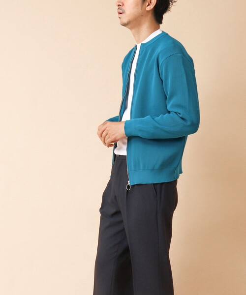 NOLLEY’S(ノーリーズ)の「《イージーケア》12G片畦 クルーネック ジップカーディガン 24AW(カーディガン/ボレロ・メンズ・ブルー系その他/グレー/ネイビー・S/M/L)」の8枚目の写真
