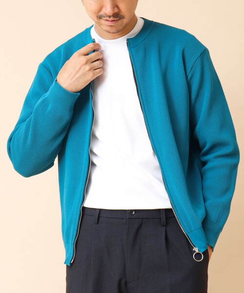 NOLLEY’S(ノーリーズ)の「《イージーケア》12G片畦 クルーネック ジップカーディガン 24AW(カーディガン/ボレロ・メンズ・ブルー系その他/グレー/ネイビー・S/M/L)」の9枚目の写真