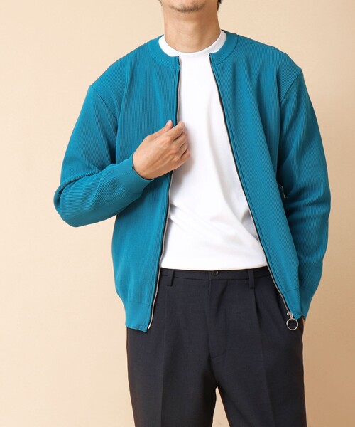 NOLLEY’S(ノーリーズ)の「《イージーケア》12G片畦 クルーネック ジップカーディガン 24AW(カーディガン/ボレロ・メンズ・ブルー系その他/グレー/ネイビー・S/M/L)」の11枚目の写真