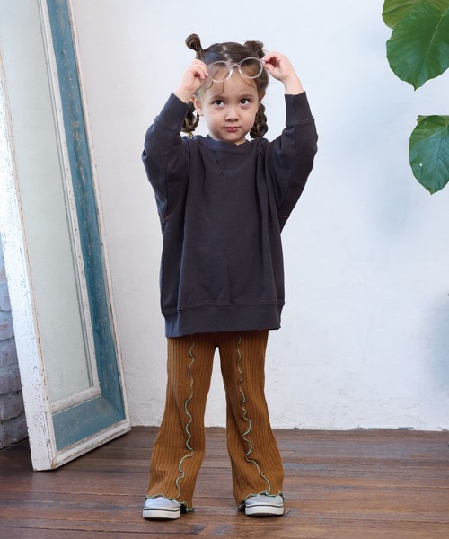 CALMIA（カルミア）の「裏起毛テレコフレアーパンツ（その他パンツ・キッズ・オフホワイト/ブラウン/ブラック/ワインレッド・120/110/90/150/100/140/130）」の17枚目の写真