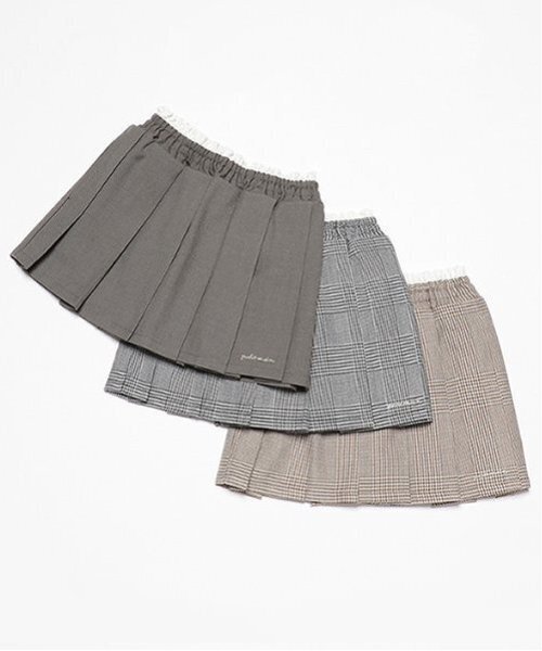 petit main（プティマイン）の「【リンク】ダブルウエストプリーツスカパン(キッズ)（スカート・キッズ・ブラック/グレー/ブラウン・80ｃｍ/90cm/100cm/110cm/120cm/130cm）」の16枚目の写真