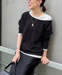 Rie Miller | ワイドネックミニ裏毛プルオーバーカットソー(Tシャツ/カットソー)