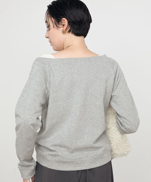 Rie Miller(リエミラー)の「ワイドネックミニ裏毛プルオーバーカットソー(Tシャツ/カットソー・レディース・ライトグレー/ブラック・38)」の11枚目の写真