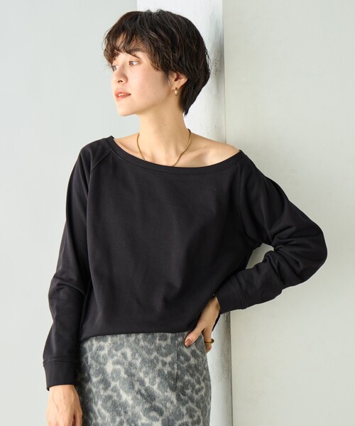 Rie Miller(リエミラー)の「ワイドネックミニ裏毛プルオーバーカットソー(Tシャツ/カットソー・レディース・ライトグレー/ブラック・38)」の17枚目の写真