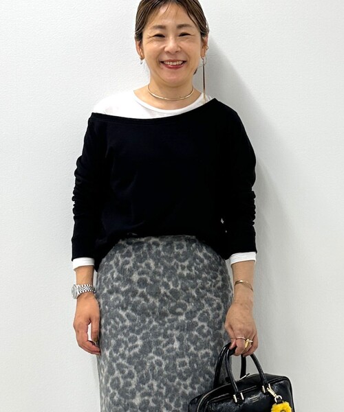 Rie Miller(リエミラー)の「ワイドネックミニ裏毛プルオーバーカットソー(Tシャツ/カットソー・レディース・ライトグレー/ブラック・38)」の18枚目の写真
