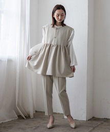 VitaFelice（ヴィータフェリーチェ）の「ペプラムギャザーベスト セレモニー セットアップ対応 別売り 入園式 入園式 卒園式 卒業式（ベスト）」