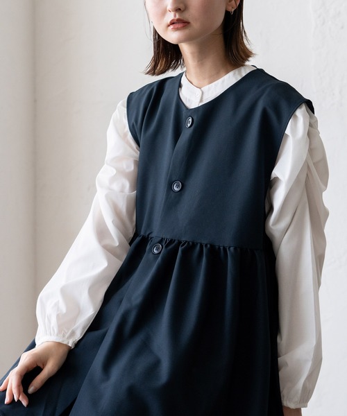 VitaFelice（ヴィータフェリーチェ）の「ペプラムギャザーベスト セレモニー セットアップ対応 別売り 入園式 入園式 卒園式 卒業式（ベスト・レディース・ブラック/ネイビー/サンドベージュ・M/L）」の21枚目の写真