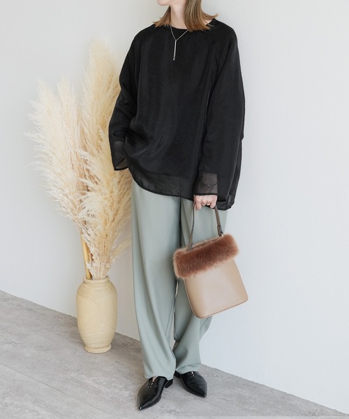 reca(レカ)の「オーガンジー重ねラグランプルオーバー(その他トップス・レディース・グレイッシュベージュ/ブラック/ブラウン・FREE)」の8枚目の写真