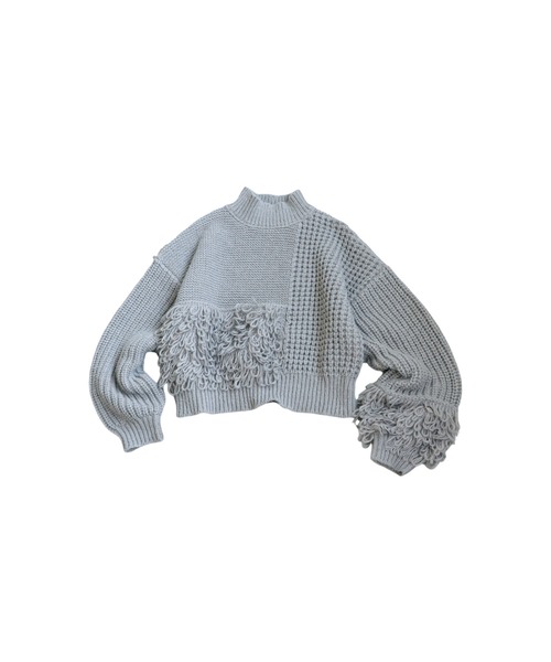 antiqua(アンティカ)の「ドッキングフリンジニット(ニット/セーター・レディース・グレー/ブラック・ONESIZE)」の22枚目の写真