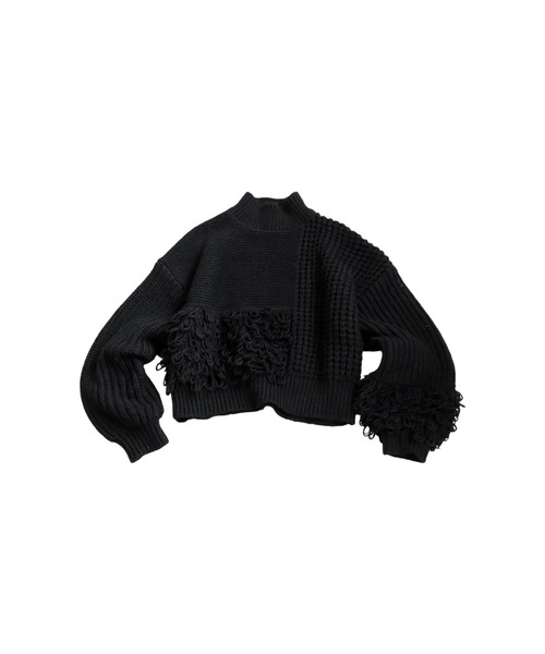 antiqua(アンティカ)の「ドッキングフリンジニット(ニット/セーター・レディース・グレー/ブラック・ONESIZE)」の21枚目の写真
