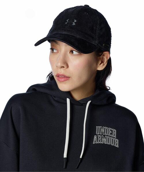 UNDER ARMOUR（アンダーアーマー）の「UAブランド コーデュロイ ゴールド アジャスタブル キャップ（トレーニング/メンズ/レディース）（キャップ・レディース・ブラック・ONESIZE）」の3枚目の写真
