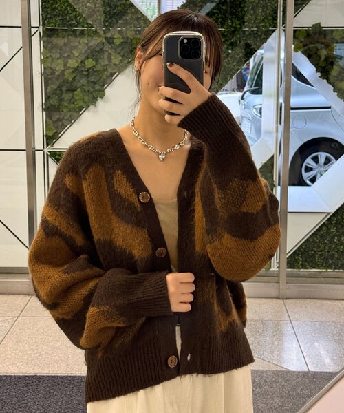 CIAOPANIC（チャオパニック）の「ニュアンス柄ニットカーディガン（カーディガン/ボレロ・レディース・ブラウン/レッド/ブルー系その他/イエロー・ONE SIZE）」の16枚目の写真