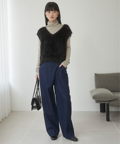 セール】ラメ入り シャギー ニットベスト（ベスト）｜ANGIE（アンジー