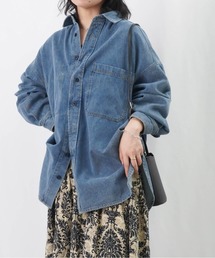 LC/LLL 硫化染めポケット付きデニムシャツ / デニムオーバーシャツ