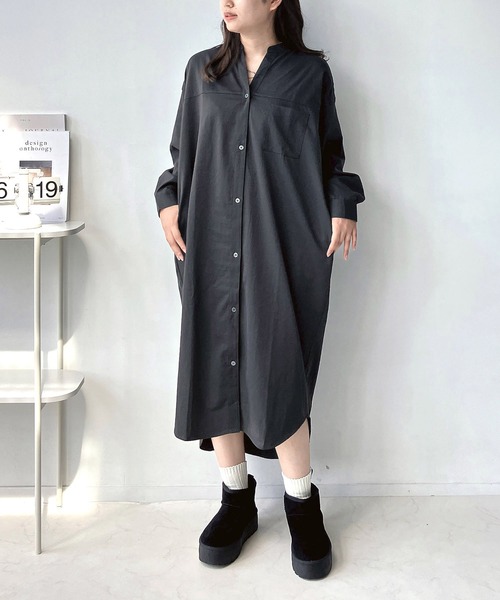 極美品 フラボア 25SS グラッフィー ワンピース S 黒 シャツワンピース 柄切替シャツワンピース[品番：IGAW0005133]｜axes femme